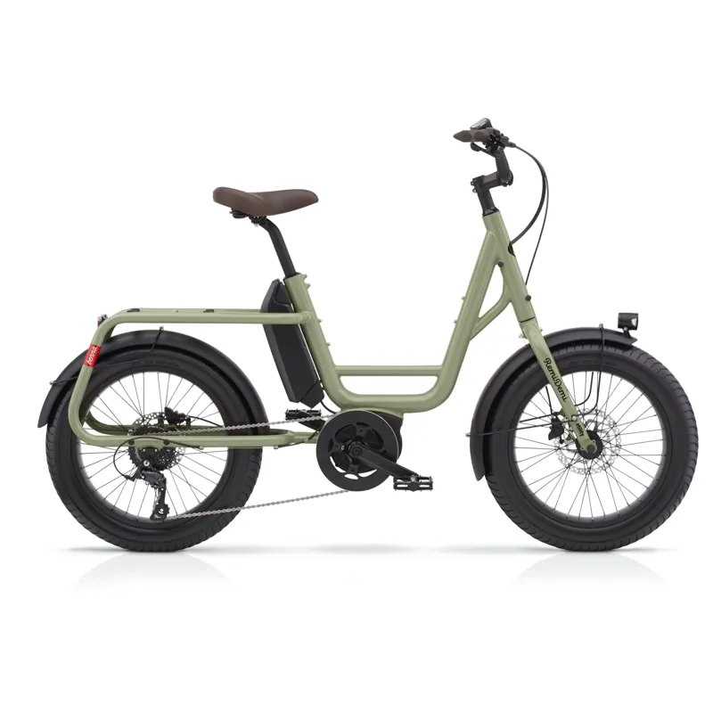 Benno Bikes RemiDemi Electric Family Utility Bike in Olive Green