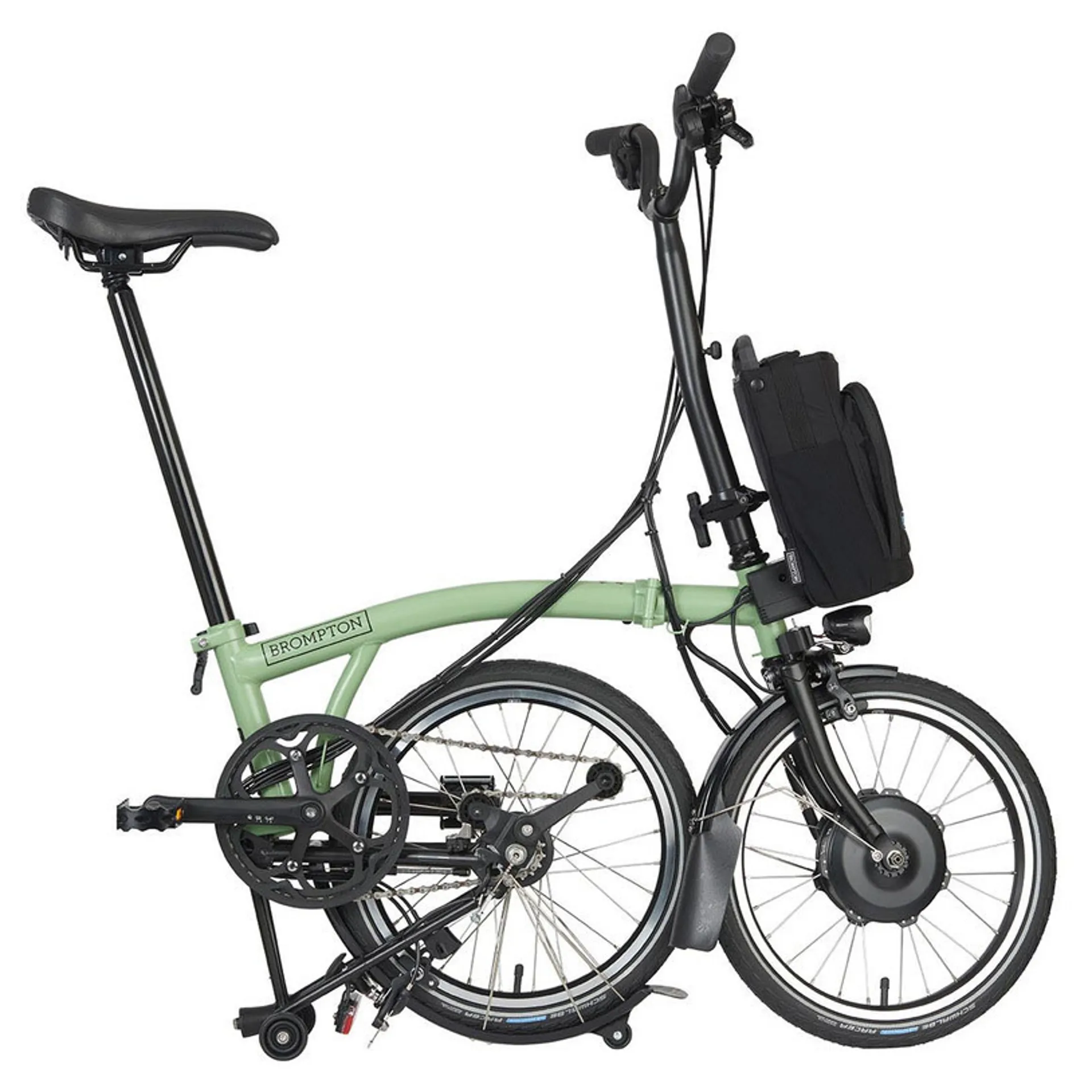 Brompton C Line Explore H6L Electric Folding Bike in Matcha Green