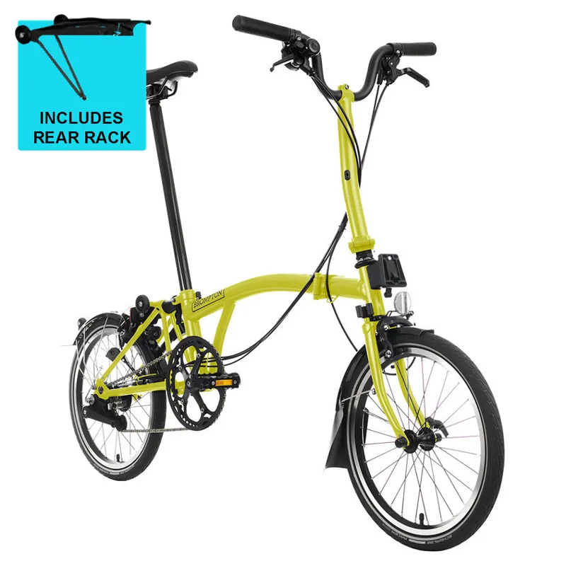 Brompton C-Line Explore Mid Bar 6 Speed with Rack M6R Yuzu Lime-1