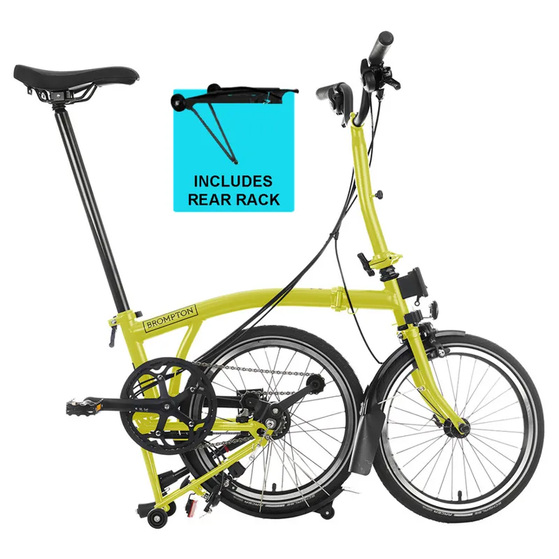 Brompton C-Line Explore Mid Bar 6 Speed with Rack M6R Yuzu Lime-2