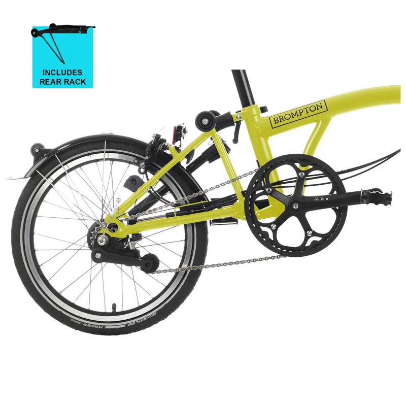 Brompton C-Line Explore Mid Bar 6 Speed with Rack M6R Yuzu Lime-7