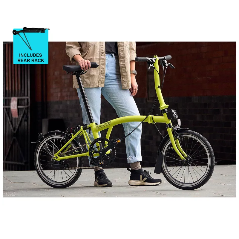 自転車本体 BROMPTON CLine Explore Rack Middle M6R Brompton C-Line Explore Mid Bar 6 Speed with Rack M6R Yuzu Lime