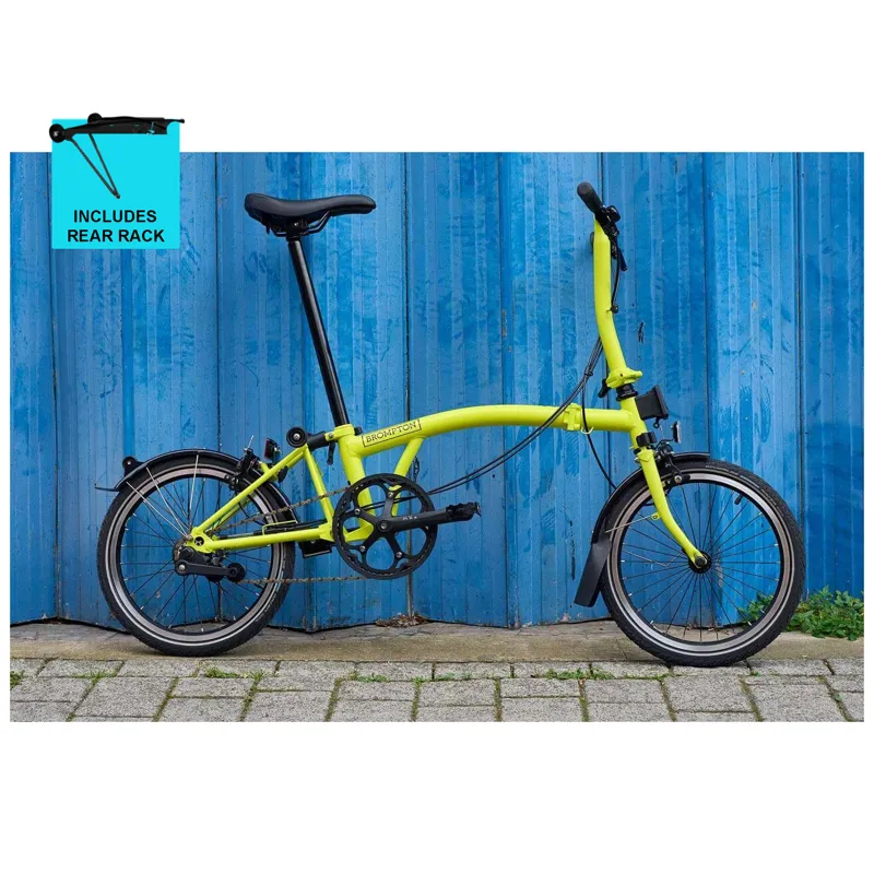 Brompton C-Line Explore Mid Bar 6 Speed with Rack M6R Yuzu Lime