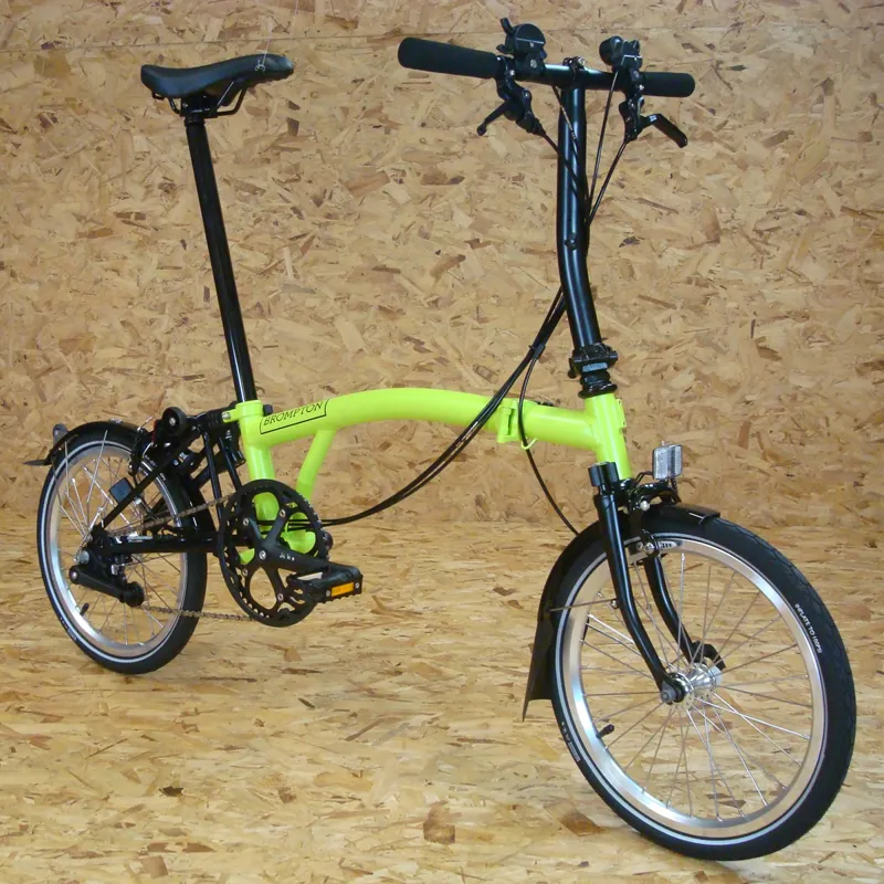 Brompton Bicycles Black Edition S6L Lime Green Folding Brompton Bicycles Black Edition S6L Lime Green Folding