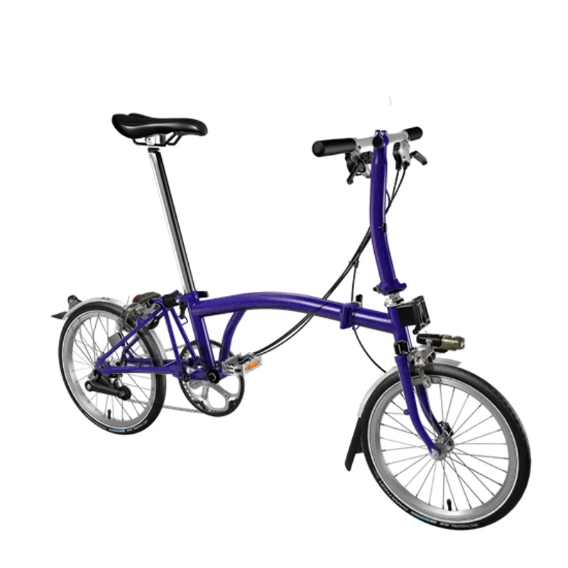 Brompton S6L Purple Metallic, Marathon Tyres, Carrier Block, Lights