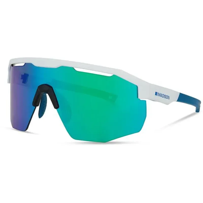 Madison Cipher Sunglasses - White Frame - Green Mirror Single Lens