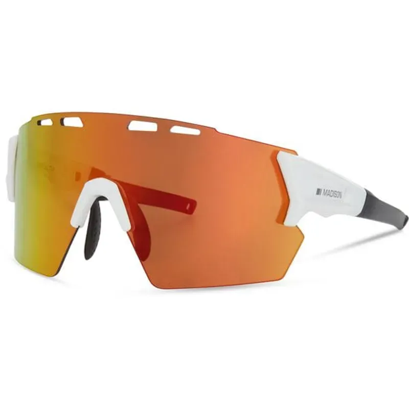Madison Stealth Sunglasses - White - Fire Mirror / Amber / Clear Lens