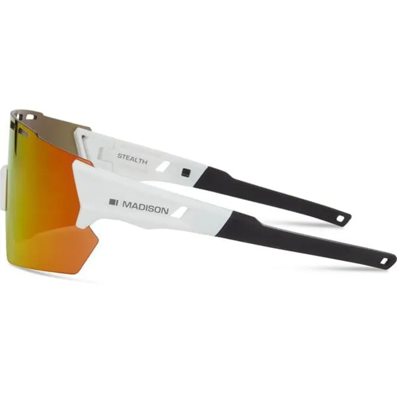 Madison Stealth Sunglasses - White - Fire Mirror / Amber / Clear Lens-1