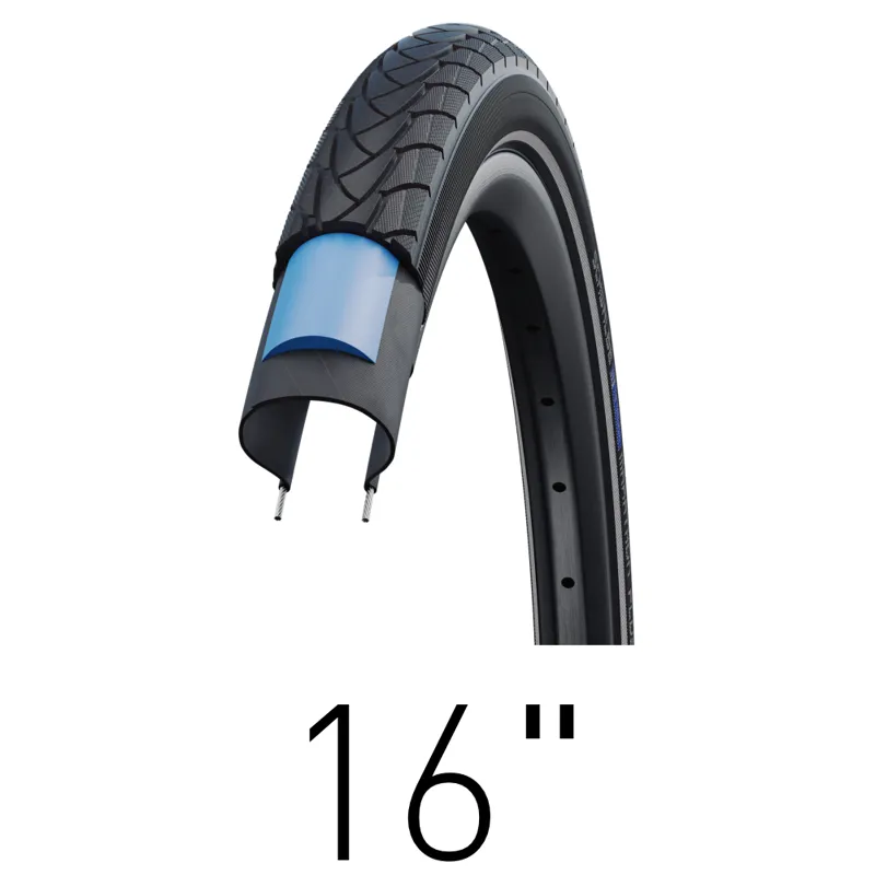16 x 1.35 Schwalbe Marathon Plus SmartGuard Tyre - 35-349 to suit Brompton Bicycles