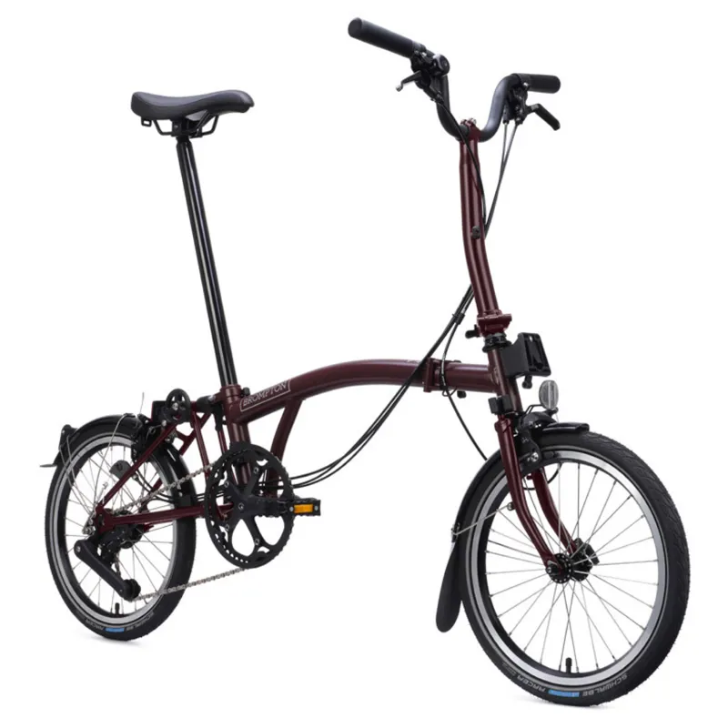 Brompton C Line 12 speed Folding Bike in Red Plum-4