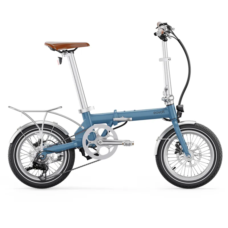 Eovolt Morning 16 Origins Vintage Folding Electric Bike in Satin Blue