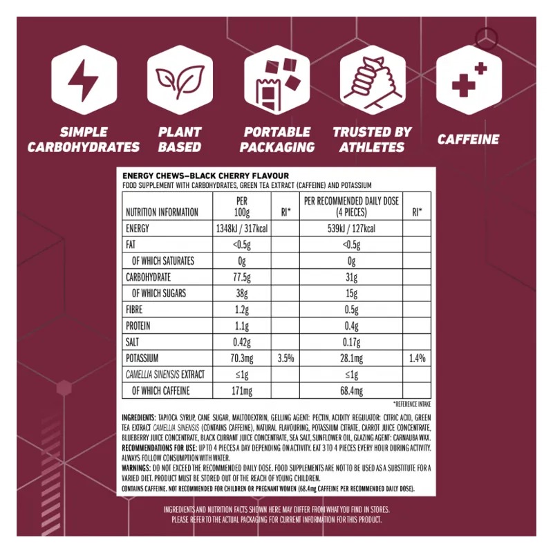 Clif Bloks Black Cherry Flavour Energy Chews with Caffeine-2