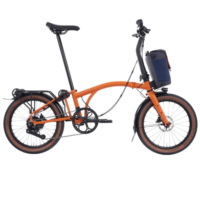Brompton G-Line Electric with Schwalbe G-One Tyres in Adventure Orange