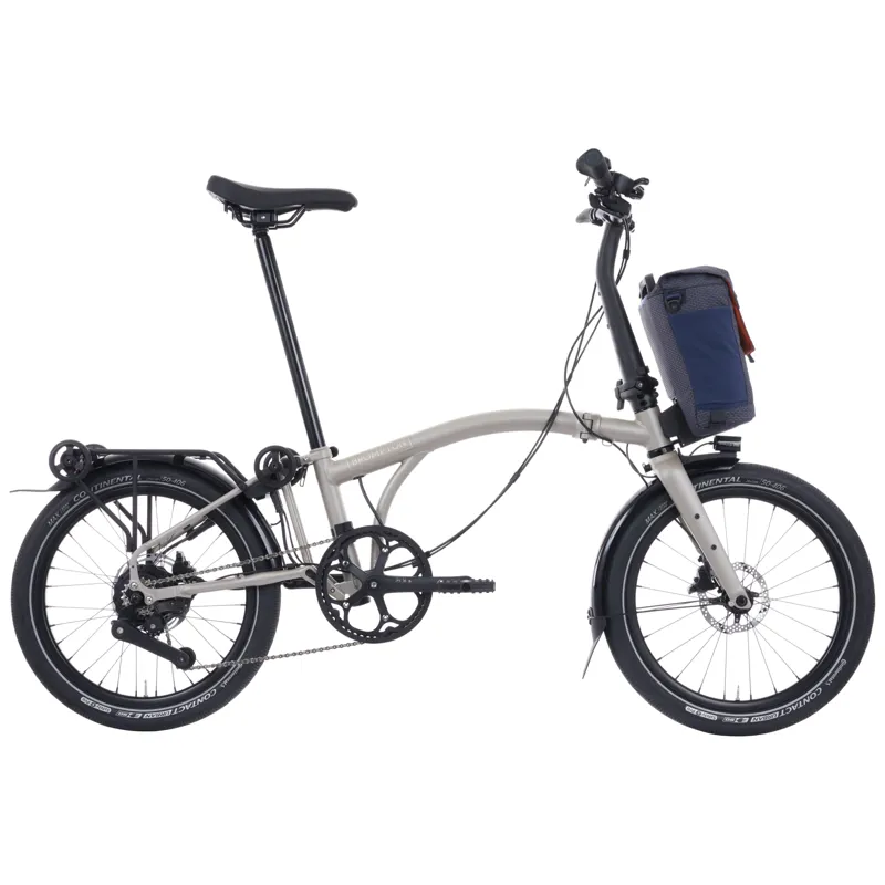 Brompton G-Line Electric with Continental Contact Tyre Traildust White