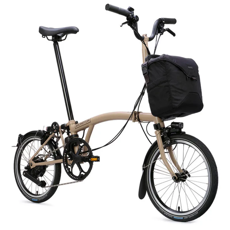 Brompton C Line Electric 4 speed Folding Bike in Dune Sand