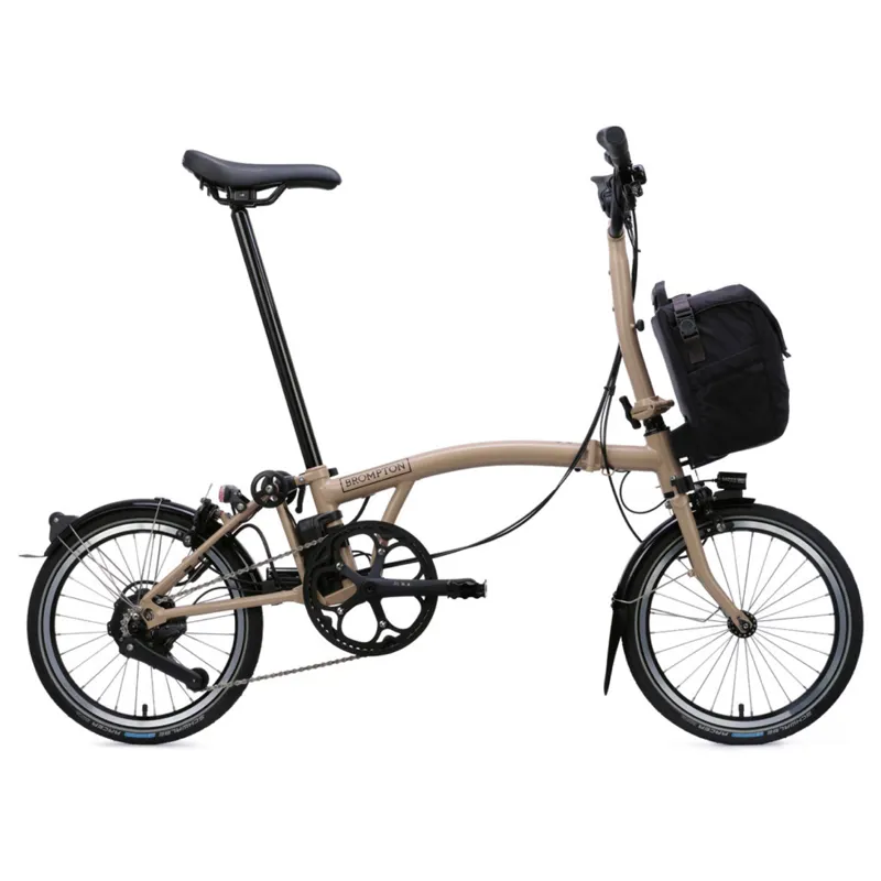 Brompton C Line Electric 4 speed Folding Bike in Dune Sand-1