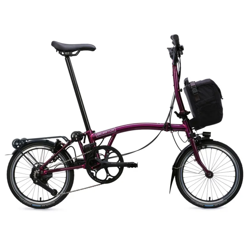 Brompton C Line Electric 4 speed Folding Bike with Rack in Amethyst-1