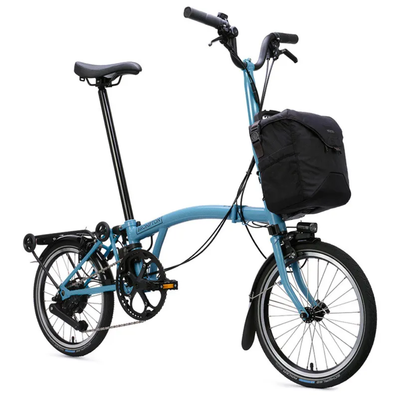 Brompton C Line Electric 4 speed Folding Bike with Rack Cloud Metallic-5