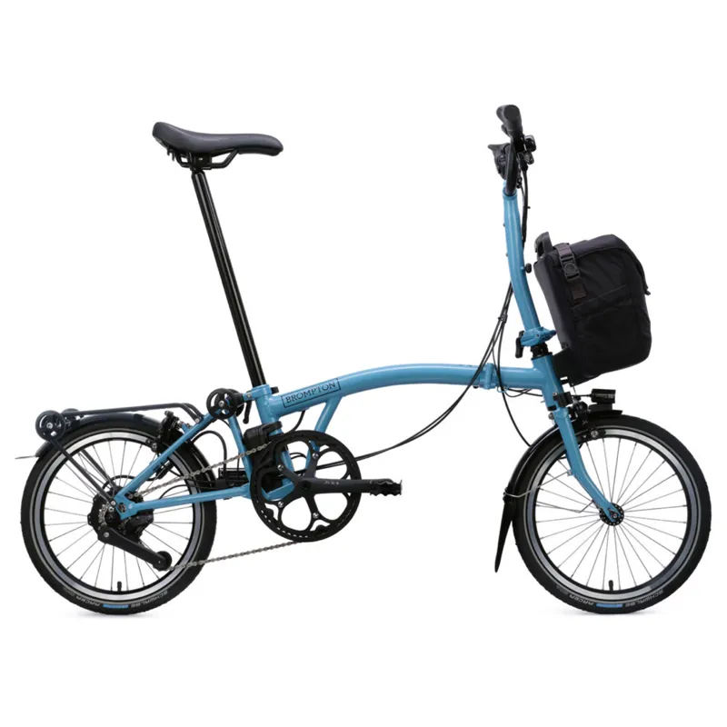 Brompton C Line Electric 4 speed Folding Bike with Rack Cloud Metallic-1