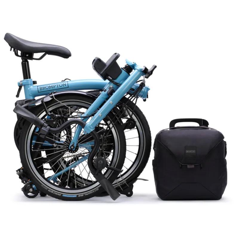 Brompton C Line Electric 4 speed Folding Bike with Rack Cloud Metallic-3