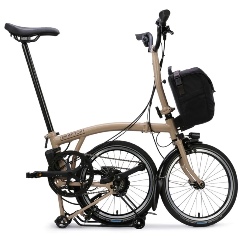 Brompton C Line Electric 4 speed Folding Bike with Rack in Dune Sand-7