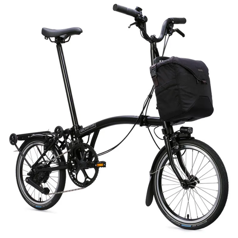 Brompton C Line Electric 4 speed Folding Bike with Rack in Matt Black