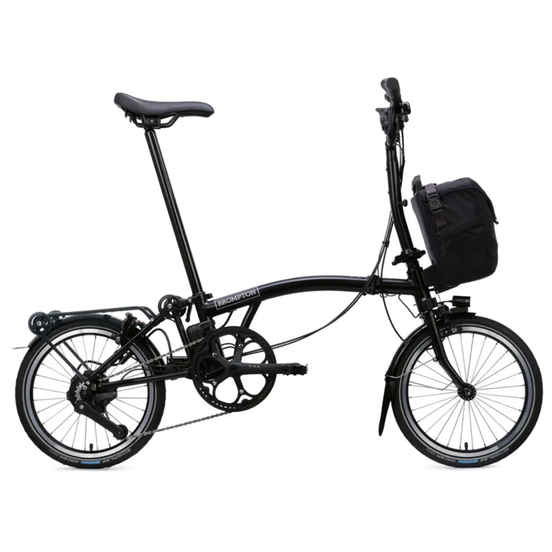 Brompton C Line Electric 4 speed Folding Bike with Rack in Matt Black-1