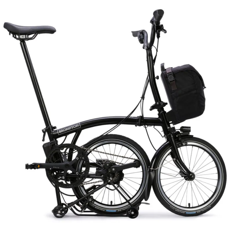 Brompton C Line Electric 4 speed Folding Bike with Rack in Matt Black-2