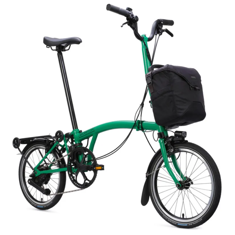 Brompton C Line Electric 4 speed Folding Bike with Rack in Palm Green-7