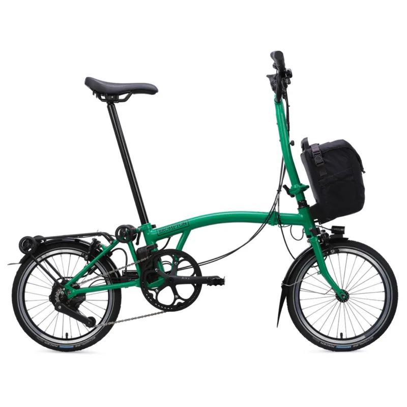 Brompton C Line Electric 4 speed Folding Bike with Rack in Palm Green-8