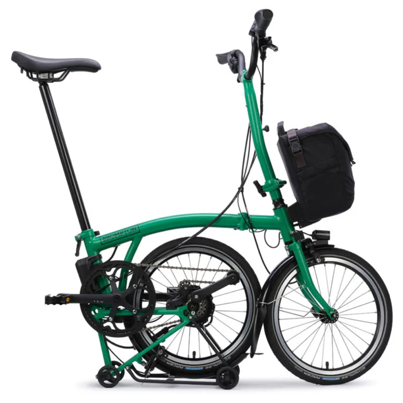 Brompton C Line Electric 4 speed Folding Bike with Rack in Palm Green-9
