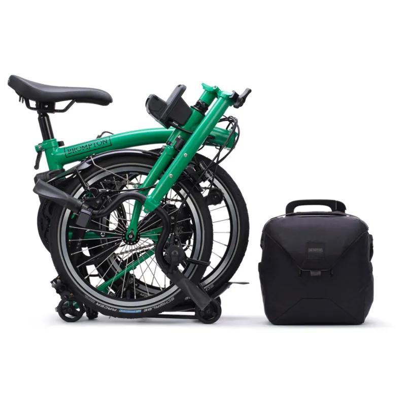 Brompton C Line Electric 4 speed Folding Bike with Rack in Palm Green-10