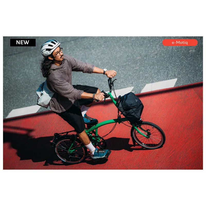 Brompton C Line Electric 4 speed Folding Bike with Rack in Palm Green-1