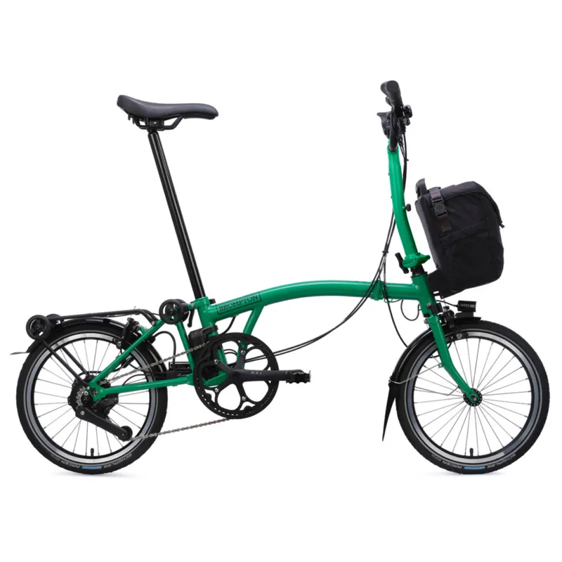 Brompton C Line Electric 4 speed Folding Bike with Rack in Palm Green-3
