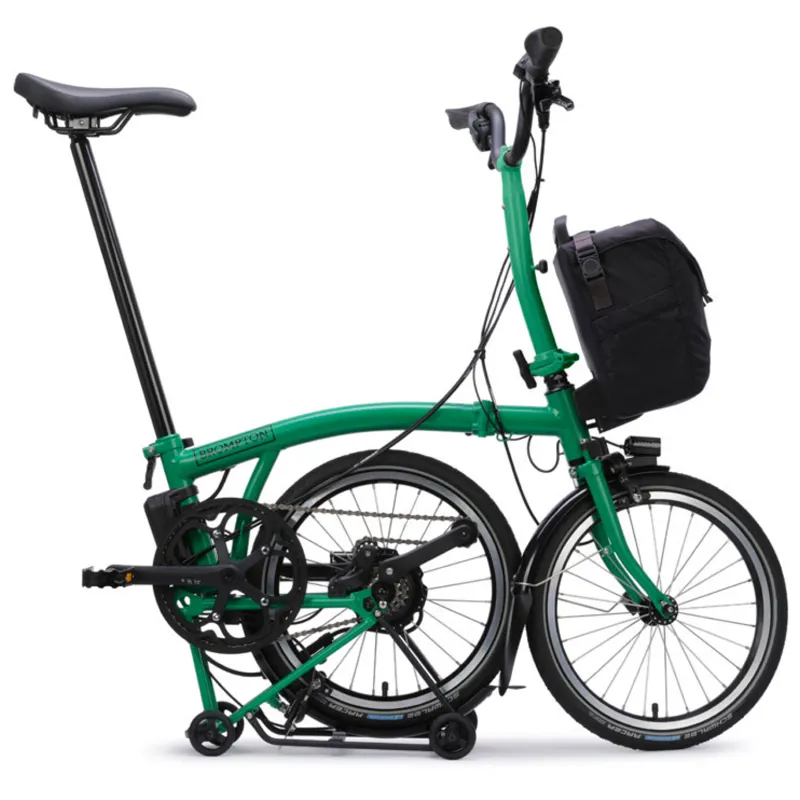 Brompton C Line Electric 4 speed Folding Bike with Rack in Palm Green-4