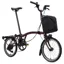 Brompton C Line Electric 4 speed Folding Bike with Rack in Red Plum