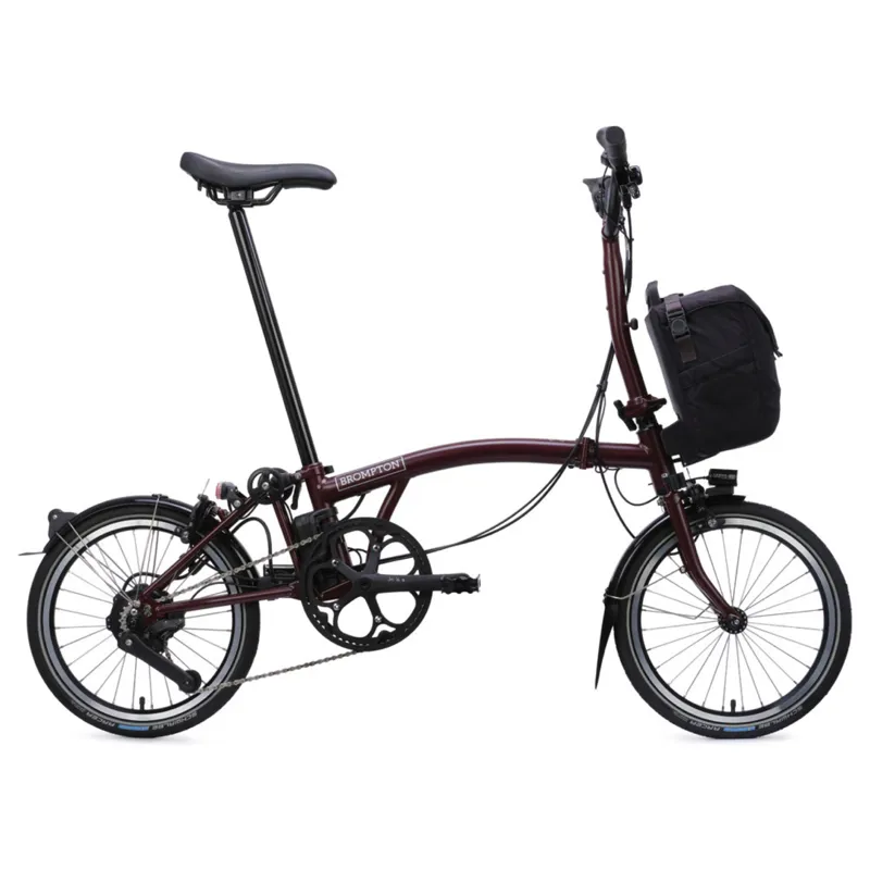 Brompton C Line Electric 4 speed Folding Bike in Red Plum-3