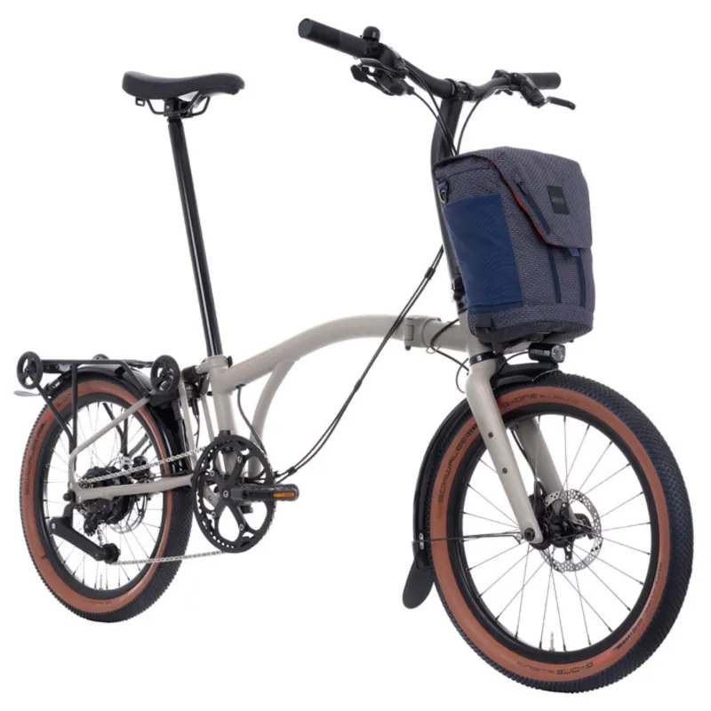 Brompton Electric G-Line with SuperRoll+ 4 speed in Traildust White-1
