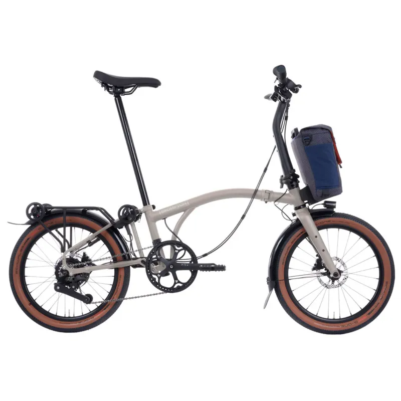 Brompton Electric G-Line with SuperRoll+ 4 speed in Traildust White