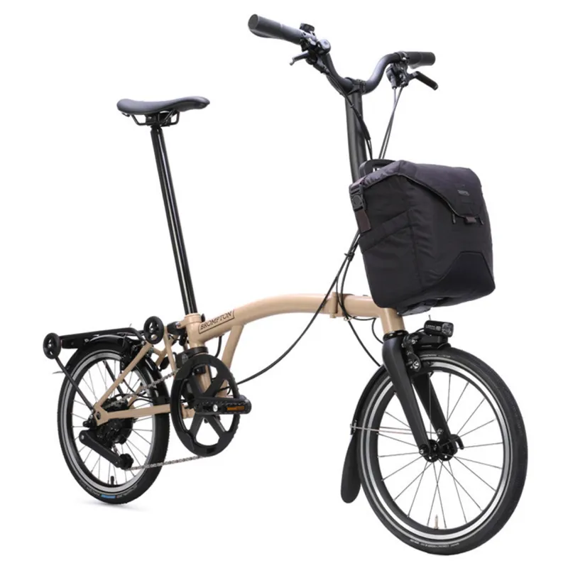 Brompton P Line Electric 4 speed Folding Bike in Dune Sand-5