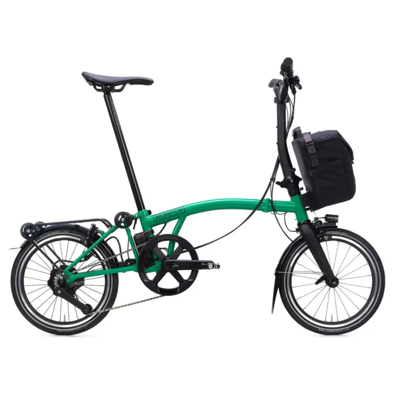 Brompton P Line Electric 4 speed Folding Bike in Palm Green
