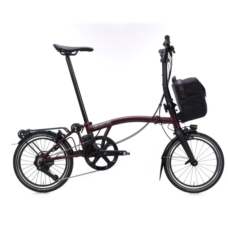 Brompton P Line Electric 4 speed Folding Bike in Red Plum