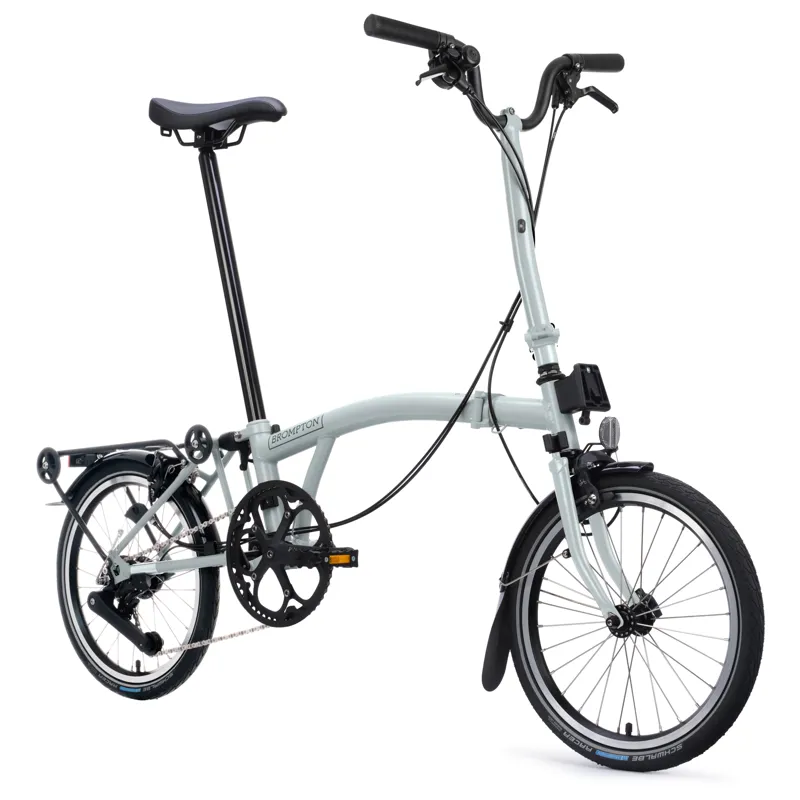 Brompton C-Line 12 speed in Lunar Ice Metallic with SuperRoll+ Rack-3