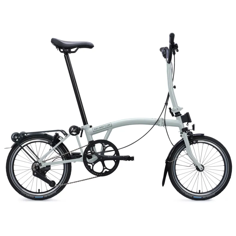 Brompton C-Line 12 speed in Lunar Ice Metallic with SuperRoll+ Rack-1