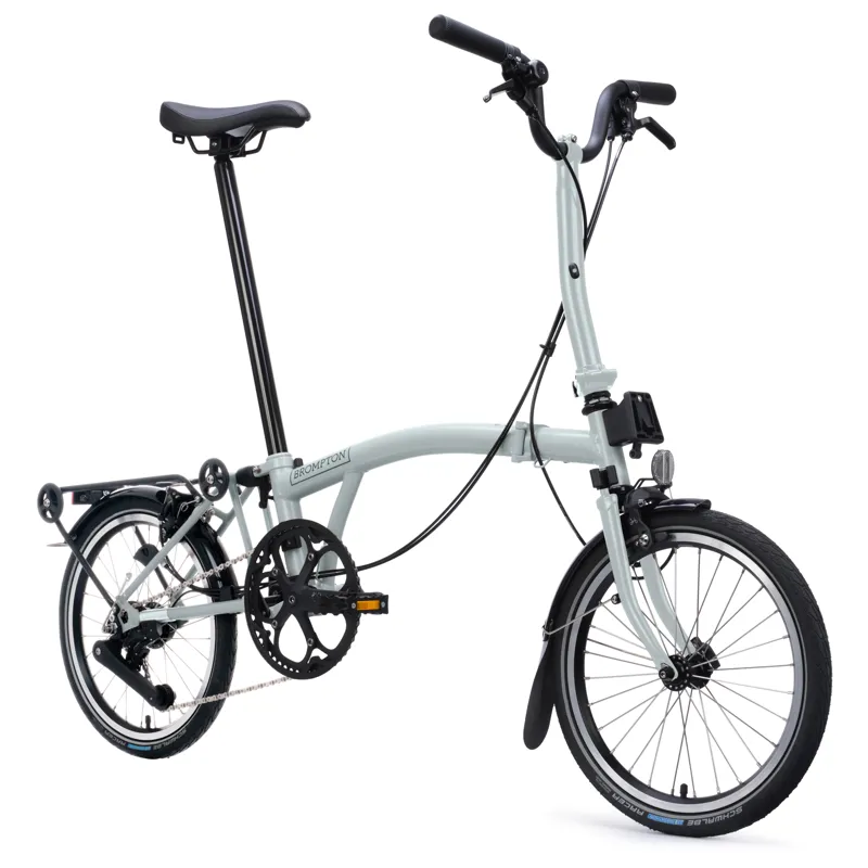 Brompton C-Line 12 speed in Lunar Ice Metallic with SuperRoll+ Rack-4