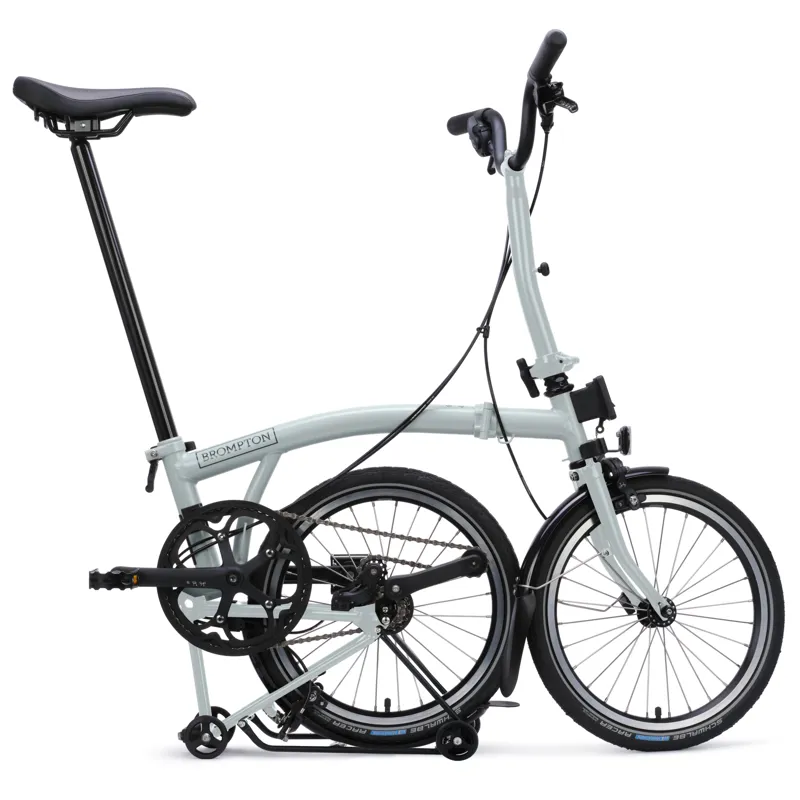 Brompton C-Line 12 speed in Lunar Ice Metallic with SuperRoll+ Rack-7