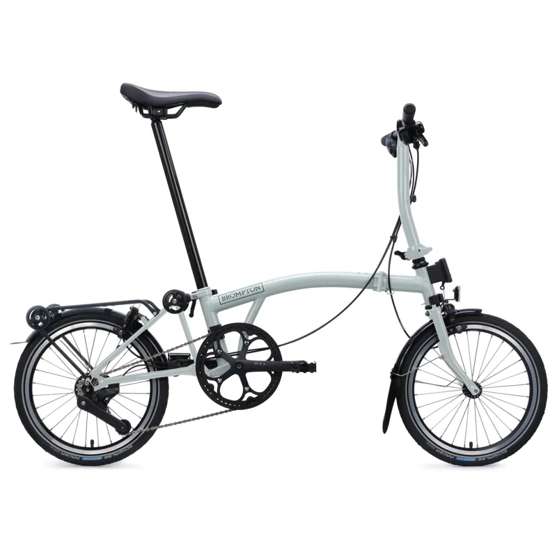 Brompton C-Line 4-speed in Lunar Ice Metallic with SuperRoll+ Rack-2