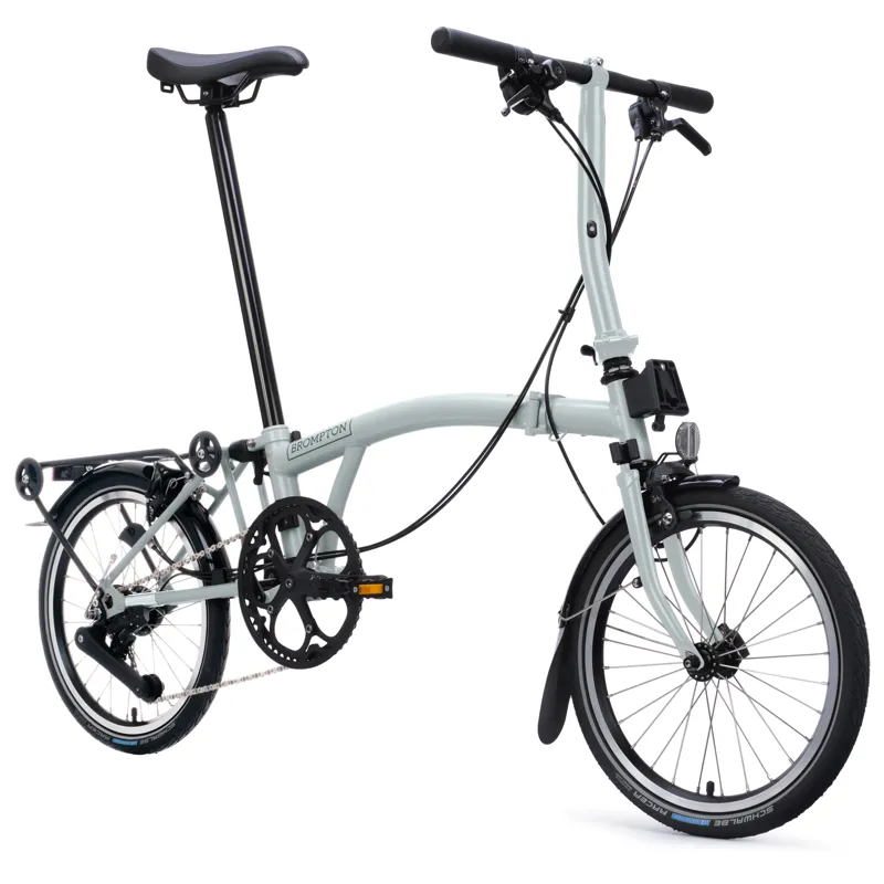 Brompton C-Line 12 speed in Lunar Ice Metallic with SuperRoll+ Rack-5