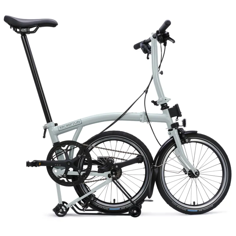 Brompton C-Line 12 speed in Lunar Ice Metallic with SuperRoll+ Rack-8
