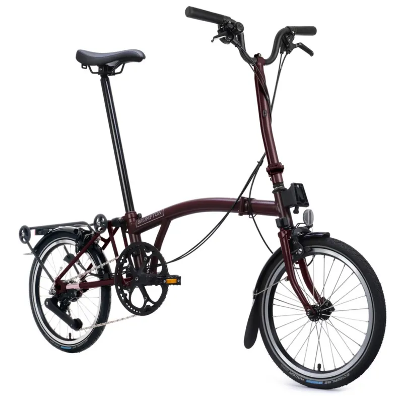 Brompton C-Line 12 speed in Plum Red with SuperRoll+ Rack-3